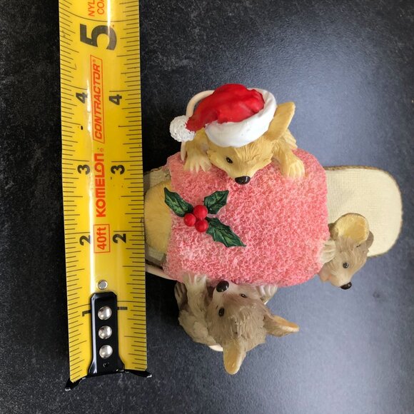 1995 Roman Inc Mice In A Slipper Figurine Holiday Christmas Unique Holly Vintage - Picture 7 of 8